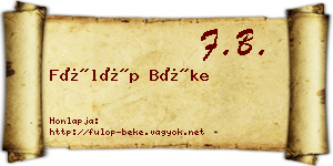 Fülöp Béke névjegykártya