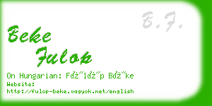 beke fulop business card